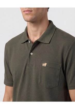 Polo Unicolor Con Bolsillo   Para Hombre Verde Patprimo