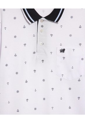 Polo Tejida Estampada Para Hombre Blanco Patprimo