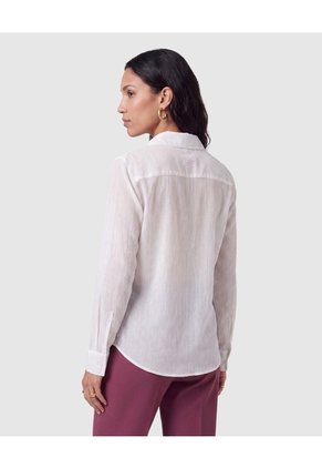 Camisa Mujer Manga Larga Con Solapa Y Bolsillo  Para Mujer Blanco Patprimo