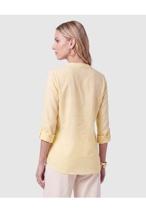 Blusa Con Bolsillos Frontales Para Mujer  Para Mujer Amarillo Patprimo