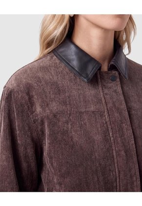 Chaqueta Mujer En Pana Con Cuello Contraste  Para Mujer Café Patprimo