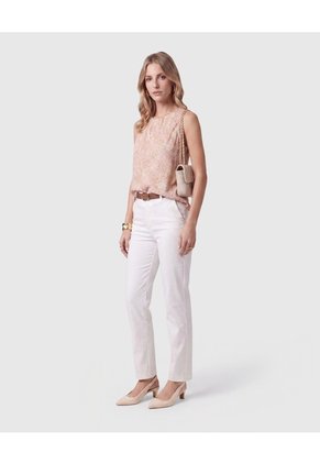 Blusa Sin Mangas Con Pliegues Para Mujer  Para Mujer Crema Patprimo