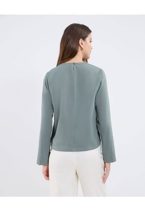 Blusa Unicolor Manga Larga  Para Mujer Verde Patprimo