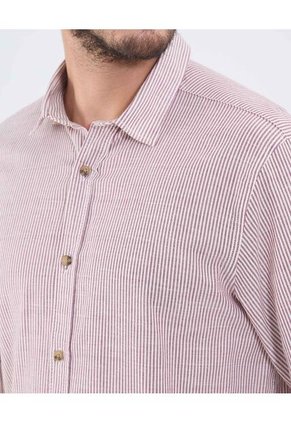 Camisa Para Hombre Manga Larga Sin Bolsillo Cuello Casual M Color Vino Marca Patprimo #44013155