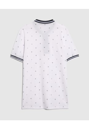 Polo Tejida Estampada Para Hombre Blanco Patprimo