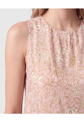 Blusa Sin Mangas Con Pliegues Para Mujer  Para Mujer Crema Patprimo