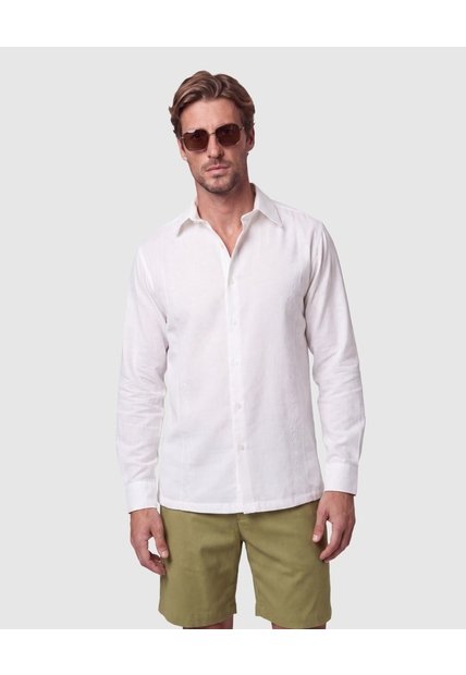 Camisa Guayabera De Manga Larga Hombre  Para Hombre Blanco Patprimo