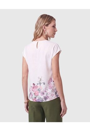 Blusa Con Mangas Tipo Casquillo Mujer  Para Mujer Blanco Patprimo