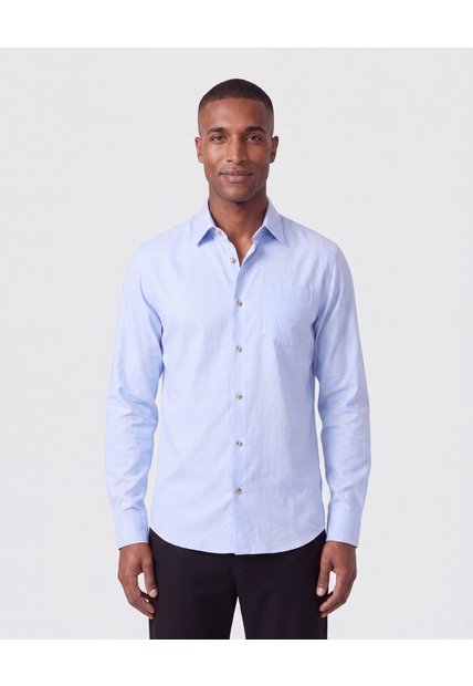Camisa Manga Larga Con Bolsillo Para Hombre  Para Hombre Azul Patprimo