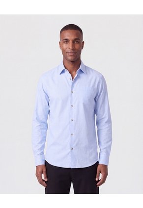Camisa Manga Larga Con Bolsillo Para Hombre Para Hombre Azul Patprimo