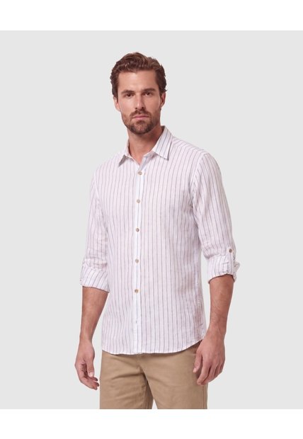 Camisa De Manga Larga Versátil Para Hombre  Para Hombre Blanco Patprimo