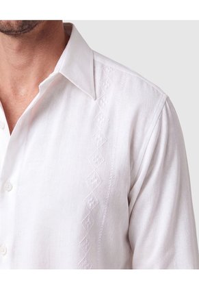 Camisa Guayabera De Manga Larga Hombre Para Hombre Blanco Patprimo