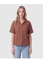 Camisa Manga Corta Con Bolsillos Mujer  Para Mujer Café Patprimo de Patprimo