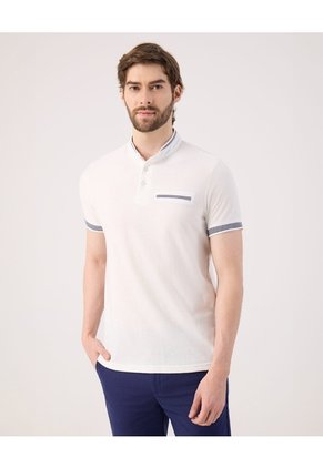Polo Con Diseño En Contraste Para Hombre Blanco Patprimo