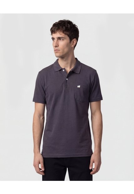 Polo Unicolor Con Bolsillo   Para Hombre Azul Patprimo