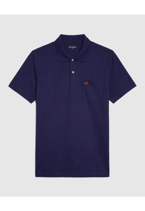 Polo Unicolor Con Bolsillo Para Hombre Azul Patprimo