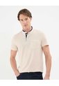 Polo Unicolor Con Textura Cuello Mao  Para Hombre Crema Patprimo de Patprimo