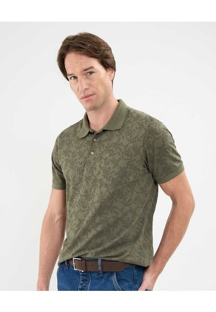 Polo Estampada, Cuello Y Puños Tejidos  Para Hombre Verde Patprimo
