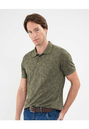 Polo Estampada, Cuello Y Puños Tejidos Para Hombre Verde Patprimo