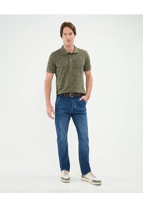 Polo Estampada, Cuello Y Puños Tejidos Para Hombre Verde Patprimo