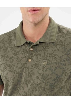 Polo Estampada, Cuello Y Puños Tejidos Para Hombre Verde Patprimo