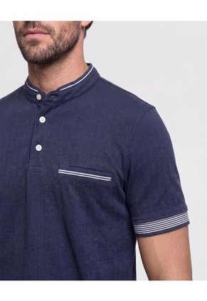 Polo Con Diseño En Contraste Para Hombre Azul Patprimo