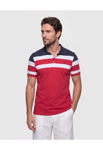 Polo Con Diseño De Bloques Y Franjas   Para Hombre Rojo Patprimo Patprimo