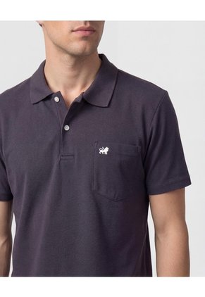 Polo Unicolor Con Bolsillo Para Hombre Azul Patprimo