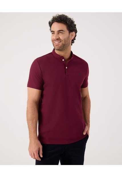 Polo Unicolor Con Bordado  Para Hombre Vino Patprimo