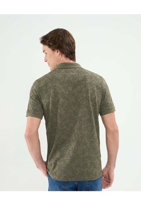 Polo Estampada, Cuello Y Puños Tejidos Para Hombre Verde Patprimo