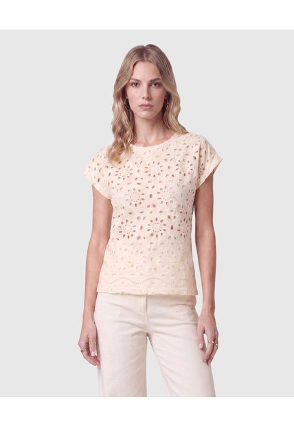 Blusa De Mujer Con Calados Florales  Para Mujer Amarillo Patprimo