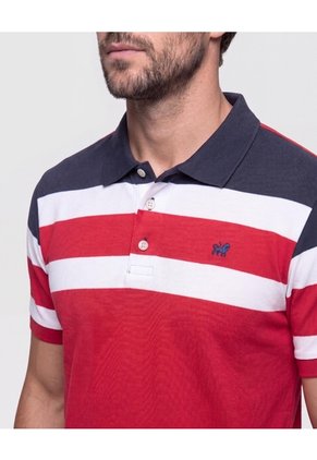 Polo Con Diseño De Bloques Y Franjas Para Hombre Rojo Patprimo