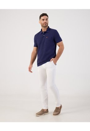 Polo Unicolor Con Bolsillo   Para Hombre Azul Patprimo