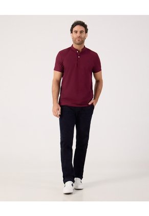 Polo Unicolor Con Bordado Para Hombre Vino Patprimo