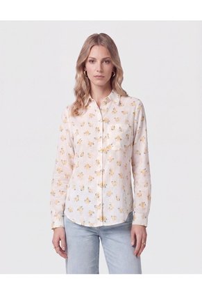 Camisa De Manga Larga Con Bolsillo Para Mujer Para Mujer Blanco Patprimo