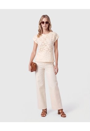 Blusa De Mujer Con Calados Florales  Para Mujer Amarillo Patprimo