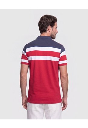 Polo Con Diseño De Bloques Y Franjas Para Hombre Rojo Patprimo