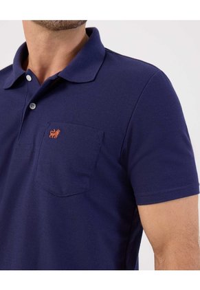 Polo Unicolor Con Bolsillo   Para Hombre Azul Patprimo