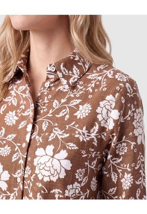 Camisa Manga Larga Ajustable Mujer Para Mujer Café Patprimo