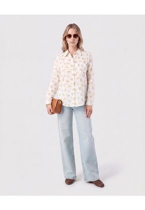 Camisa De Manga Larga Con Bolsillo Para Mujer Para Mujer Blanco Patprimo