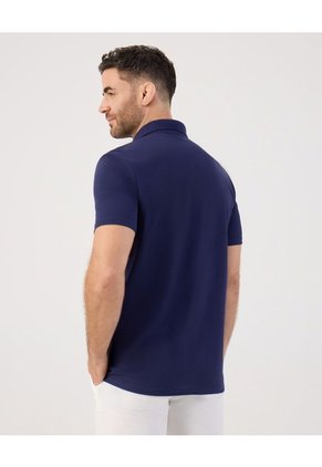 Polo Unicolor Con Bolsillo   Para Hombre Azul Patprimo