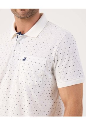 Polo Estampada Con Bolsillo   Para Hombre Blanco Patprimo