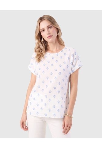 Blusa Con Mangas Con Dobladillo Para Mujer  Para Mujer Blanco Patprimo Patprimo