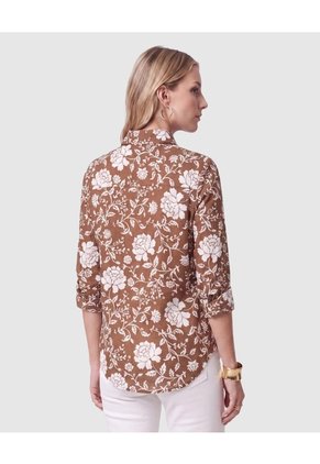 Camisa Manga Larga Ajustable Mujer Para Mujer Café Patprimo
