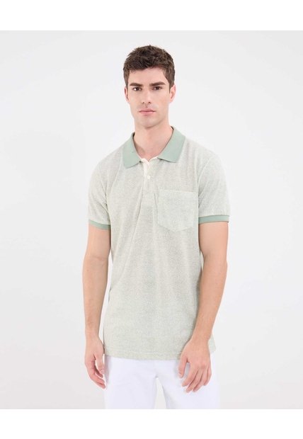 Polo Tejida Estampada  Para Hombre Verde Patprimo