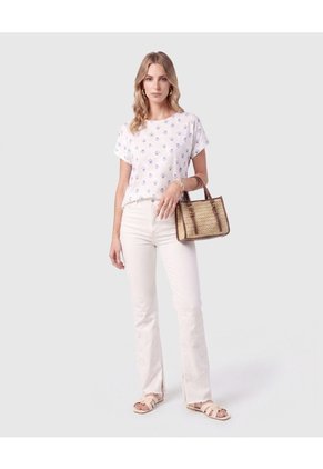 Blusa Con Mangas Con Dobladillo Para Mujer  Para Mujer Blanco Patprimo