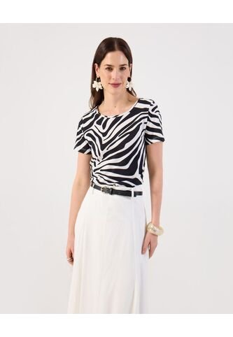 Camiseta  Para Mujer Manga Corta Cuello Redondo Color Blanco Marca Patprimo #30093938 Patprimo