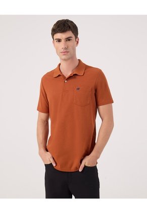 Polo Unicolor Con Bolsillo Para Hombre Naranja Patprimo