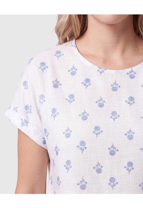 Blusa Con Mangas Con Dobladillo Para Mujer  Para Mujer Blanco Patprimo