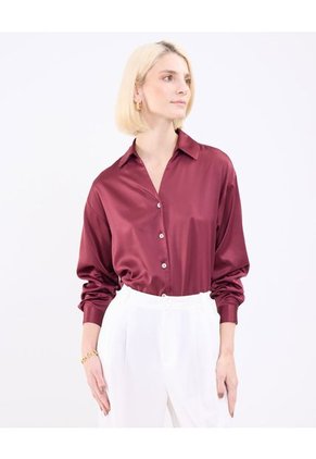 Camisa Para Mujer Manga Larga Color Vino Marca Patprimo #30010693